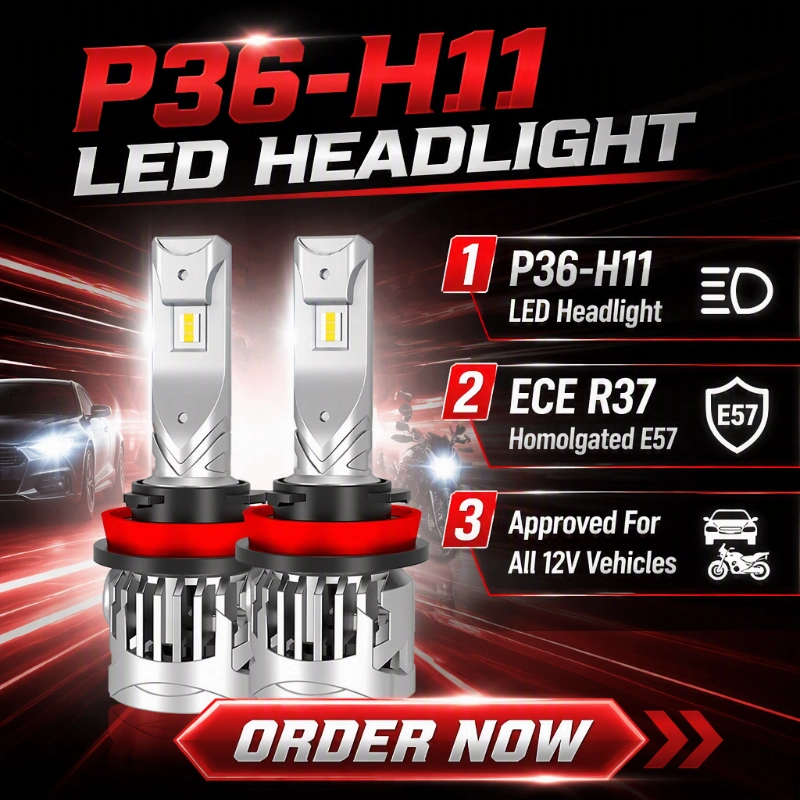 Luxfighter lansează un bec LED pentru faruri P36 H11, certificat ECE R37